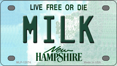 Milk New Hampshire Novelty Mini Metal License Plate Tag - $14.95
