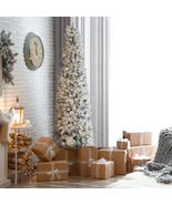 Zaid Slender Pine Flocked Christmas Tree with LED Lights - $116.26