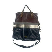 FOSSIL Foldover Exlporer Crossbody Color Block Pebble Leather - £68.14 GBP