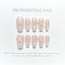 10pcs Pink Fake Nails Ballet Girl Handmade Mid-long Square Press on Nails - $12.86