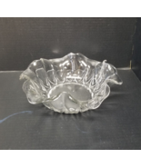 11&quot; Fruit Bowl Fluted Petal Round Clear Glass Ruffle Edge Rim Serving Dish - £11.46 GBP