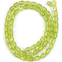 Oval Faceted Glass Green Beads 4x5.5mm 1 Strand - £5.15 GBP