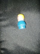 Vintage Fisher Price little people wood blue girl yellow/blond hair/pigt... - $6.00