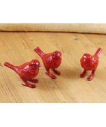 3 Cast Iron Cardinal Bird Statues Figurine Art Sculpture Garden Decor We... - $48.88 CAD