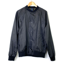 Divided Bomber Jacket Mens size Large Snap Front Shiny Black Polyester - £24.77 GBP