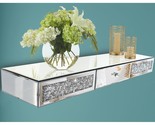 Mirrored Furniture Wall Shelf With Drawer, Crystal Diamond Floating Show... - £121.31 GBP