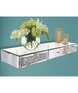 Mirrored Furniture Wall Shelf With Drawer, Crystal Diamond Floating Show... - £120.03 GBP