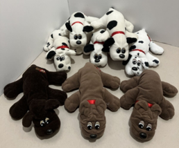 Pound Puppies Plush Mixed Lot of 8 White &amp; Brown Tonka Red Collar Vintage 1980s - £23.66 GBP