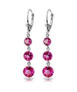 7.2 Carat 14K Solid White Gold Gemstone Chandelier Earrings Pink Topaz - €392,86 EUR