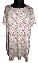 Lane Bryant Medallion Print Flutter Sleeve Stretchy Swing Tunic Plus Size 26-28 - £18.68 GBP