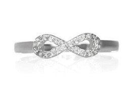 Eternity Ring 925 Sterling Silver Infinity Symbol Cubic Zirconia Size 6 7 8 - £17.31 GBP