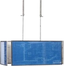 Chandelier Vintage Blueprints, Hand-Made Upcycled 2-Light Rectangular - £2,109.50 GBP