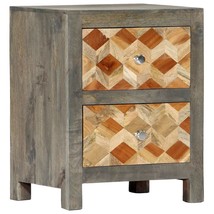 vidaXL Grey Brown Wooden Bedside Cabinet 24x15x45cm Geometric Design Storage - $153.99