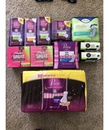 mix lot pf pads, tampons, liners poise tena playtex u by kotex - $58.89