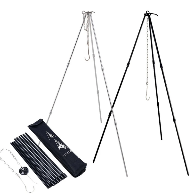 Portable Outdoor Picnic Camping Bonfire Tripod Triangle Support Cookware - £24.79 GBP