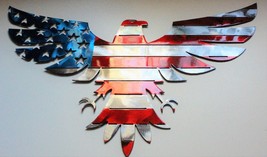 Patriotic American Bald Eagle - Metal Wall Art - Red, Silver, &amp; Blue 22&quot; x 12&quot; - £55.78 GBP