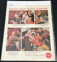 Vintage COCA COLA 1958 Happy Music Together Print Ad Poster Art - £4.02 GBP
