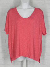 OLD NAVY Luxe Tee Shirt Scoop Neck High Low Hem Red White Striped NWT XXL - $19.79