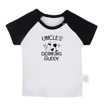 Uncle&#39;s Drinking Buddy Funny Print Newborn Baby T-shirt Toddler Graphic Tee Tops - £9.38 GBP