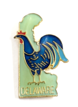 Delaware Blue Hen Chicken State Bird DE Map Enamel Pin Travel Souvenir G... - $9.99