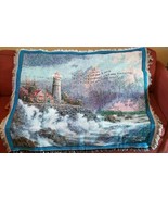 Thomas Kinkade Painter of Light Bible Verse Psalms Lighthouse Throw Blan... - £20.94 GBP