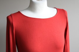 Eileen Fisher S Burnt Orange Asymmetrical Hem Long Sleeve Drapey Top - £20.86 GBP