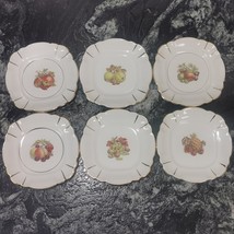 Vintage 60&#39;s Kadar Israel Porcelain Plate with Fruits Set of 6 Rare - $46.39