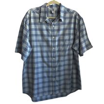 Gap Factory Store Mens L Blue Plaid Short Sleeve 100% Cotton Button Down... - $14.85