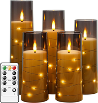 Flameless LED Candles with Timer 5 Pc Flickering Flameless Candles for Romantic - £32.73 GBP