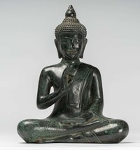 Buddha - Antique Khmer Style Bronze Seated Teaching Buddha Statue - 32cm/13&quot; - £947.25 GBP