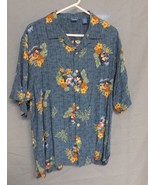 Disney Rayon Hawaiian Shirt Large Camp Mickey Mouse Donald Duck  Aloha G... - £26.60 GBP