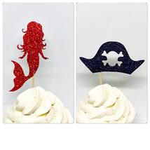 Mermaid and pirates cupcake toppers, mermaids or pirates toppers, mermai... - $8.42