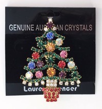 Lauren Spencer Genuine Austrian Crystal Christmas Tree Brooch Pin Colorful - $24.00