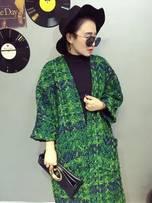 Fashion trend &#39;s long en coat autumn and winter new houndstooth tweed st... - $166.62