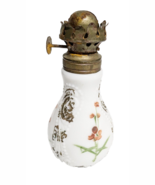 White Milk Glass Vintage Mini Handpainted Floral Design 4.75&quot; Tall Oil Lamp - $13.58 CAD