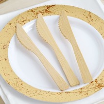 25 Pcs Natural Bamboo Knives Disposable Party Wedding Dinner Catering Sale - £9.44 GBP