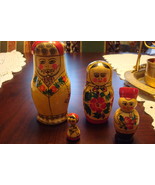 Russian nesting dolls, four, made in Russia, original sticker,  5&quot; Famil... - $30.68