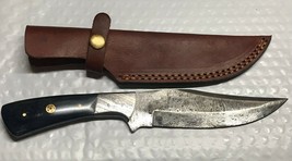 Hand Forged Damascus Hunting Knife, 6in Blade, Damascus bolster, Camel Bone - £86.00 GBP