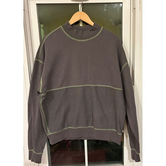 Urban Outfitters Mens Sweatshirt Medium Gray Sweater Crew Green Reverse ... - $19.76