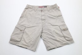 Vintage Quiksilver Mens 32 Thrashed Spell Out Surfing Cargo Shorts Gray Cotton - £30.92 GBP