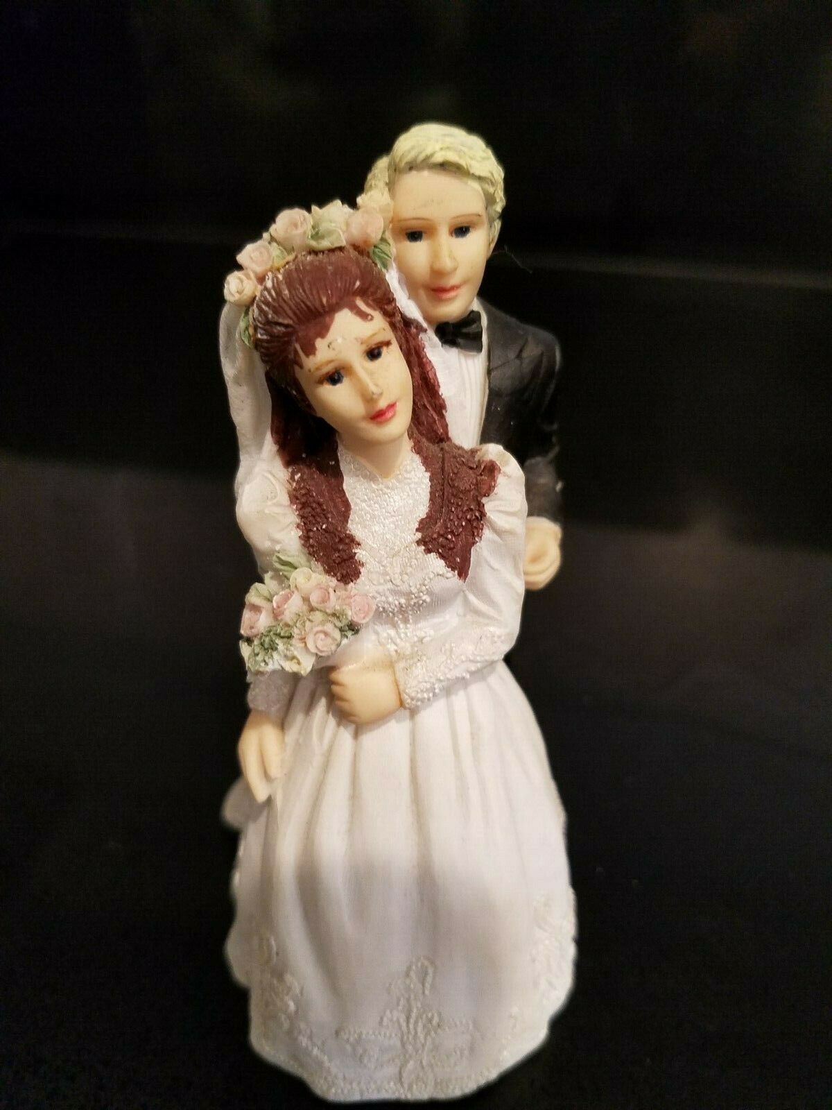 Cake Topper Wedding Bride and Blonde Groom Figurine 4 inch - $9.89