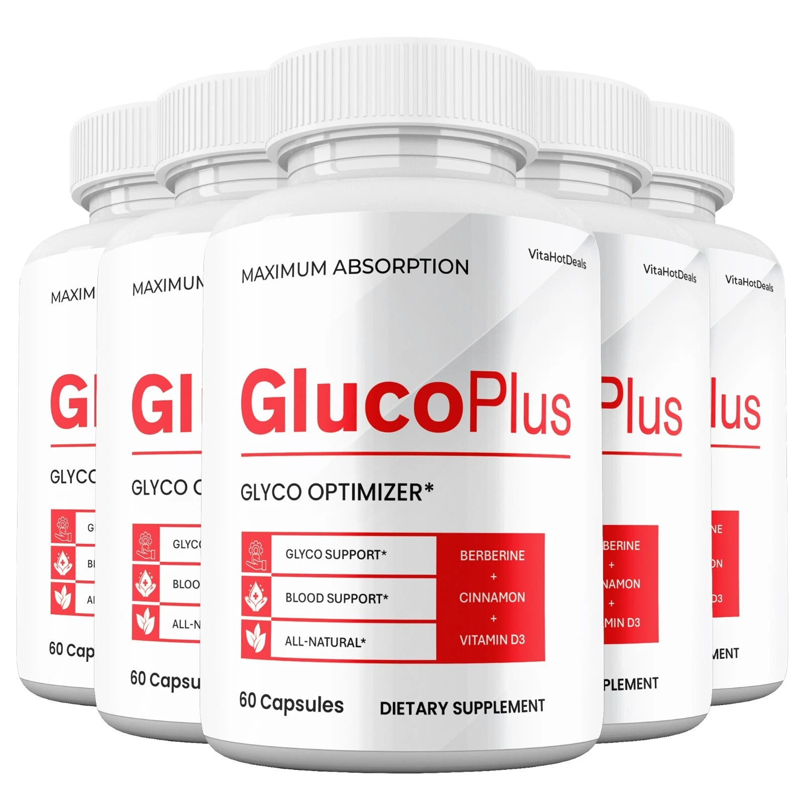 GlucoPlus Blood Optimizer Capsules, Max Strengtht, Gluco Plus Pills (5 P... - $173.08 CAD