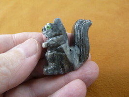 Y-SQU-18) little gray white SQUIRREL stone carving SOAPSTONE PERU love s... - $8.59