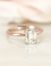 1.50 Carats Emerald Cut Lab Diamond Engagement Ring, Emerald Cut Solitaire Ring - £77.32 GBP