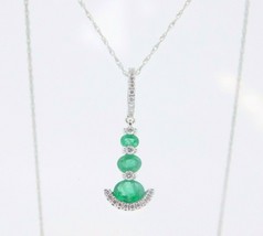 14k Gold Pendant with Genuine Natural .54ct Emeralds and .11ct Diamonds ... - £785.58 GBP