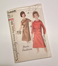 Simplicity 5668 Dress Paris Fashion Vtg 1964 Miss 18 Bust 38 Cut Sewing ... - $14.69