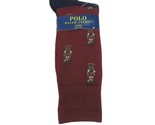 Polo Ralph Lauren Bear Socks Mens Size 6-13 Maroon Red Navy 2-Pack NEW - £15.63 GBP