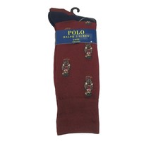 Polo Ralph Lauren Bear Socks Mens Size 6-13 Maroon Red Navy 2-Pack NEW - £15.97 GBP