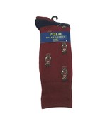 Polo Ralph Lauren Bear Socks Mens Size 6-13 Maroon Red Navy 2-Pack NEW - £15.61 GBP