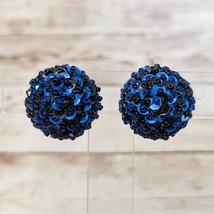 Vintage Clip On Earrings - Stunning Blue &amp; Black Domed Large Statement - £13.45 GBP